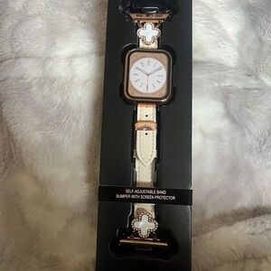 New BCBG Rose Gold/White Clover Applewatch Band bumper/screen protector 38/40/41